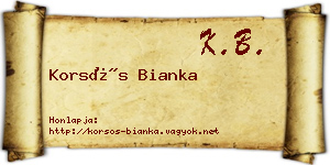 Korsós Bianka névjegykártya